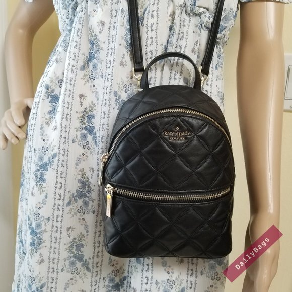 BLACK MINI CONVERTIBLE BACKPACK KATE SPADE LEATHER - Picture 10 of 15